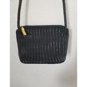 Stone Mountain Boho Black Weave Shoulder Bag Woven Handle Used